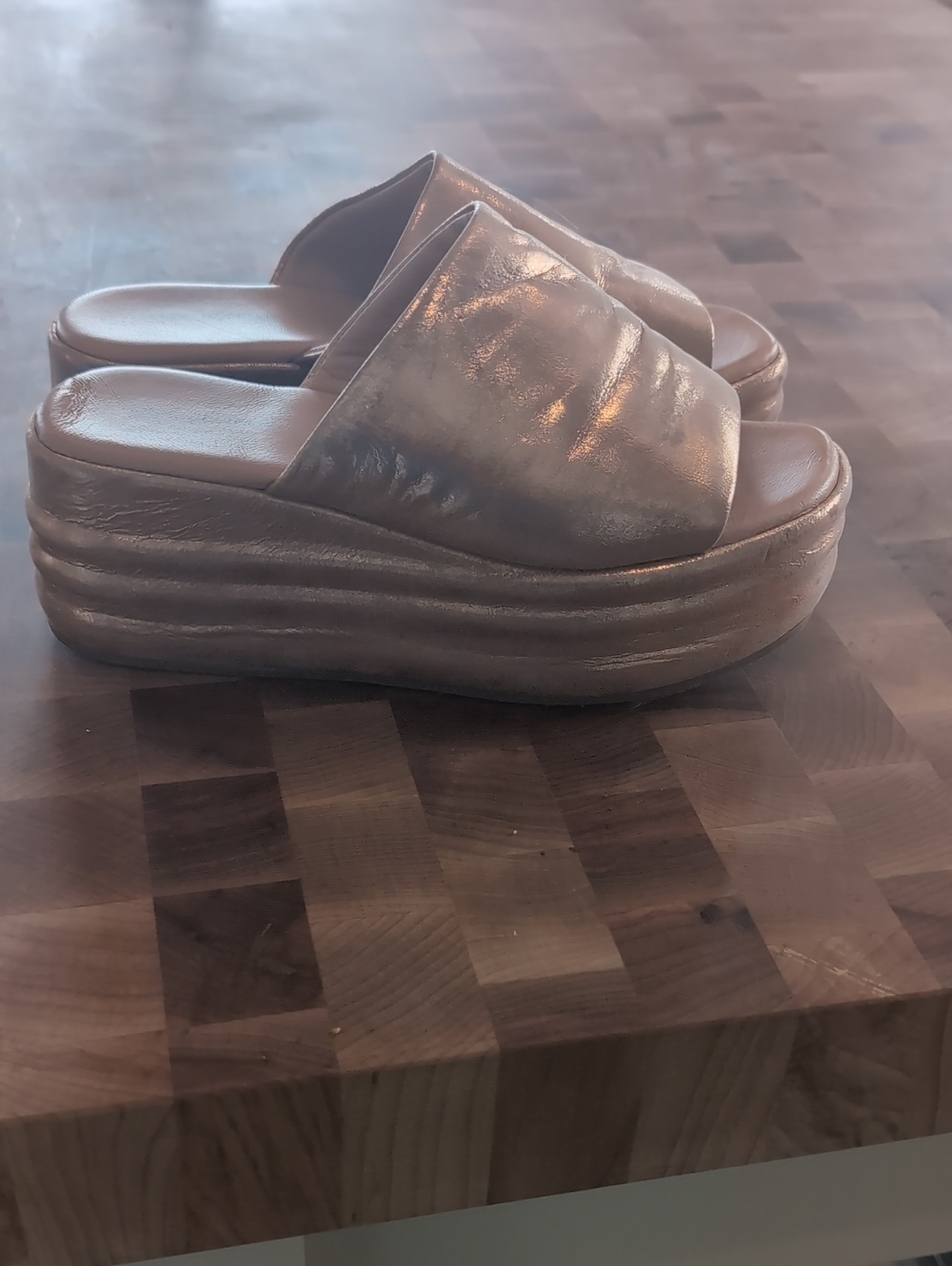 Free People Size 6 Women’s Platform Slide Sandals in Rose Gold - Casual Comfort